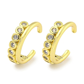 Brass Micro Pave Clear Cubic Zirconia Cuff Earrings, for Women