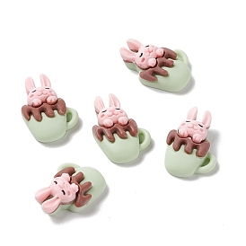 Opaque Resin Cabochons, Rabbit with Cup