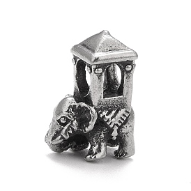 304 Stainless Steel European Beads, Large Hole Beads, Elephant