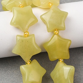 Натуральные нефритовые бусины, цвет лимона , звезда, с бисером