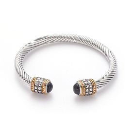 304 Stainless Steel Cuff Bangles, Torque Bangles, with Resin