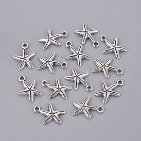 Tibetan Style Alloy Pendants, Cadmium Free & Lead Free, Starfish/Sea Stars, 17x13x2mm, Hole: 1.5mm, about 1450pcs/1000g