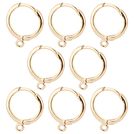 BENECREAT Brass Huggie Hoop Earring Findings, with Horizontal Loop, Nickel Free
