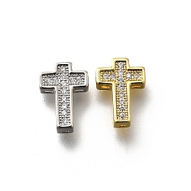 Латунные микро проложить кубического циркония бусы, крестик, стойки покрытие, без кадмия и без свинца, долговечный
