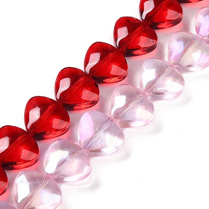Baking Paint Glass Beads Strands, Heart