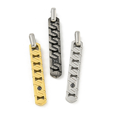 Ионное покрытие (ip) 304 подвески из нержавеющей стали, со стразами, прямоугольный шарм