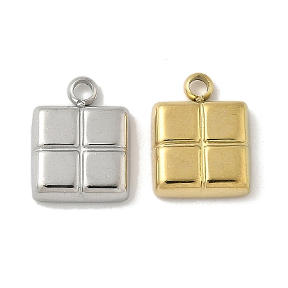 304 подвески из нержавеющей стали, квадратных амулеты, ионное покрытие (ip)