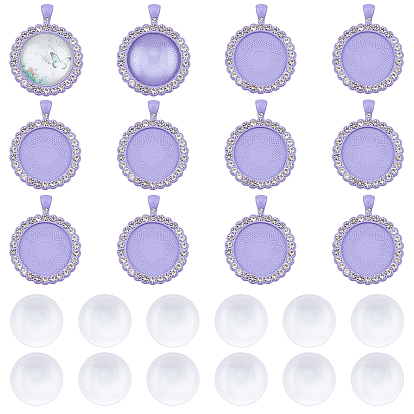 DIY Pendant Making, with Alloy Rhinestone Pendant Cabochon Settings and Glass Cabochons