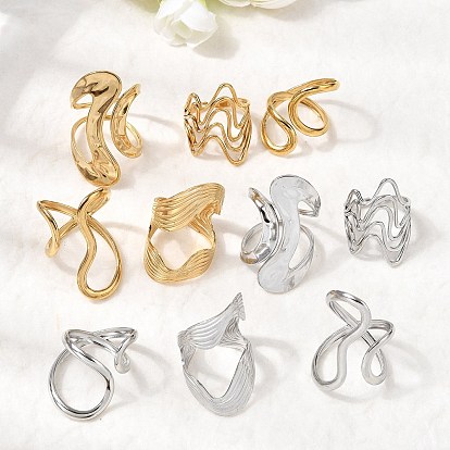 5 шт. 304 открытые манжеты из нержавеющей стали для женщин, ионное покрытие (ip)