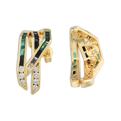 Cubic Zirconia Claw Stud Earrings, Brass Jewelry for Women, Nickel Free