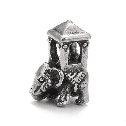 304 Stainless Steel European Beads, Large Hole Beads, Elephant