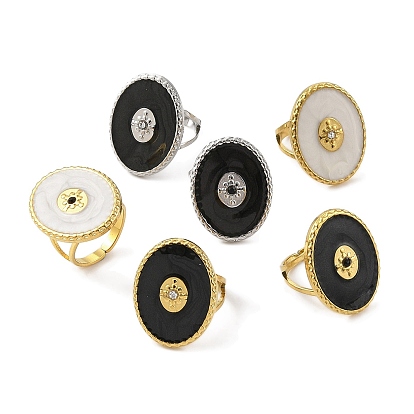 304 эмалированные открытые манжеты из нержавеющей стали для женщин, со стразами, овальные