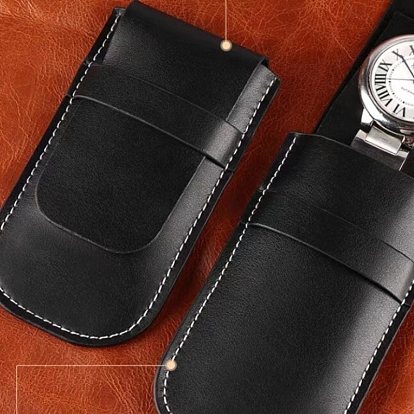 Rectangle PU Imitation Leather Single Watch Storage Bag, Portable Travel Wrist Watch Pouches