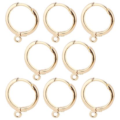Brass Huggie Hoop Earring Findings, with Horizontal Loop, Nickel Free