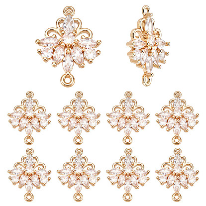 10шт. латунные подвески-соединители из прозрачного стекла, цветок ссылки