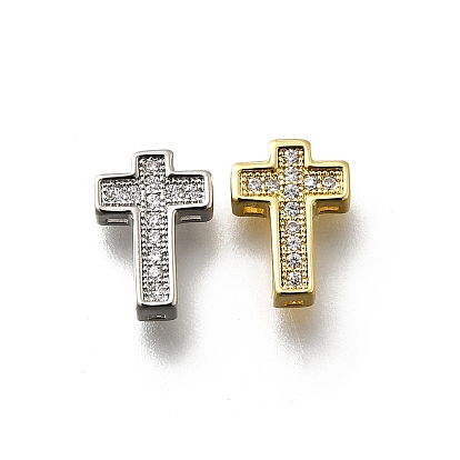 Латунные микро проложить кубического циркония бусы, крестик, стойки покрытие, без кадмия и без свинца, долговечный