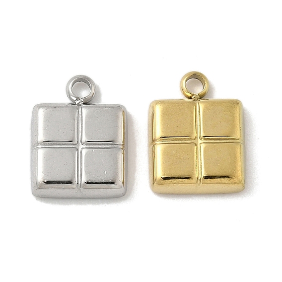 304 подвески из нержавеющей стали, квадратных амулеты, ионное покрытие (ip)