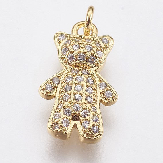 Латунные микро проложить кубического циркония подвески, медведь