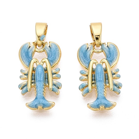 Подвески из латуни и эмали, креветки прелести, золотые