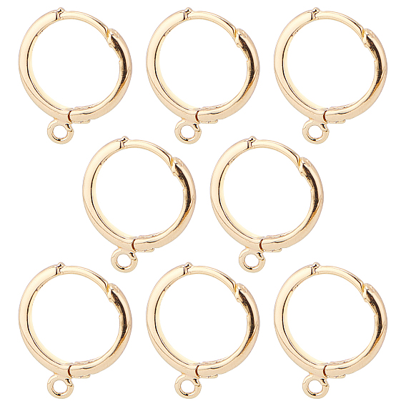 Brass Huggie Hoop Earring Findings, with Horizontal Loop, Nickel Free