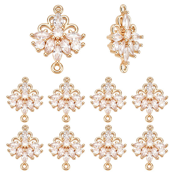 10шт. латунные подвески-соединители из прозрачного стекла, цветок ссылки