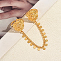 Vintage Gothic Hollow Flower Double Rings Open Cuff Rings, Flat Round Tassel Chain Adjustable Rings for Women Party Wear