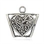 DIY Scarf Pendant Tibetan Style Alloy Tube Bails, Loop Bails, Large Bail Beads, Tube with Heart Pattern, 37x39x17mm, Hole: 5mm, Inner Diameter: 13x25mm