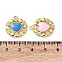 Brass Micro Pave Clear Cubic Zirconia Pendants, with Enamel, Real 18K Gold Plated, Flower with Heart Charms