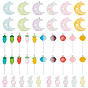 42Pcs 21 Style Transparent Resin Pendants, with Platinum Plated Iron Loops, Mix-shaped