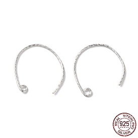 Rhodium Plated 925 Sterling Silver Earring Hooks, Textured Balloon Ear Wire