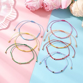 7 шт. 7 цвета, регулируемые круглые стеклянные бусины, плетеные браслеты из бусин для женщин