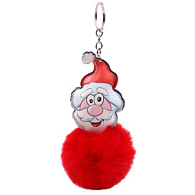 Santa plush key chain imitation rex rabbit fur ball pendant Christmas bag pendant clothing accessories