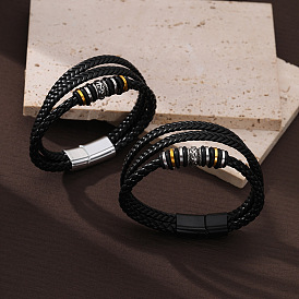 Imitation Leather Cord Multi-strand Bracelets for Men, with Magnetic Clasps