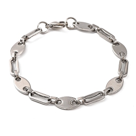 304 Stainless Steel Coffee Bean Chain Bracelets, with 201 Stainless Steeel Findings