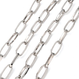 Iron Paperclip Chains, Flat Oval, Drawn Elongated Cable Chains, Unwelded, 19x8x2mm