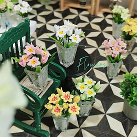 Resin Flower Vase Ornaments, Micro Landscape Garden Dollhouse Accessories, Pretending Prop Decorations