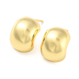 Rack Plating Brass Half Round Stud Earrings, Half Hoop Earrings for Women, Cadmium Free & Lead Free, Long-Lasting Plated