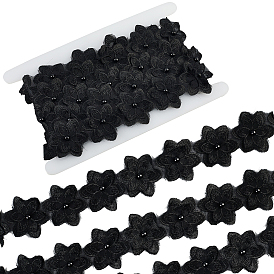 2 ярдов цветочной отделки из полиэстерового кружева, кружевные ленты с искусственным жемчугом для аксессуаров одежды