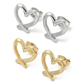 304 Stainless Steel Stud Earrings, Hollow Heart Shape