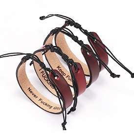 Bracelets cordon en cuir réglable, pour la fête des mères, mot je t'aime maman