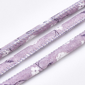 Printed PU Leather Cords, Flower Pattern