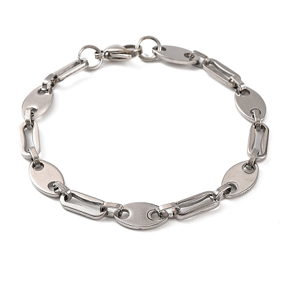 201 Stainless Steel Coffee Bean Chain Bracelets, with 304 Stainless Steel Clasps