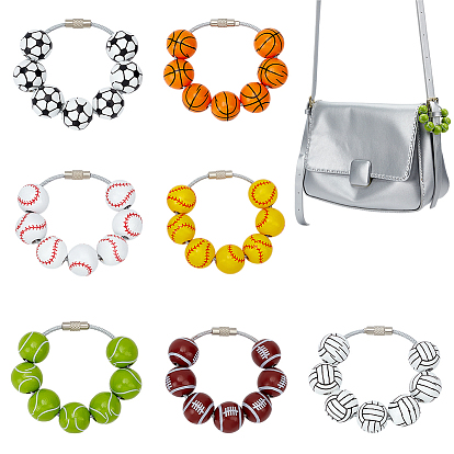 7шт. деревянные бусины для спортивных мячей подвеска украшение, для украшения сумки