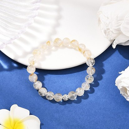 Браслеты из натуральных цитриновых круглых бусин, с бусинами из полимерной глины