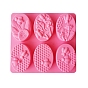 6 Cavities Silicone Molds, for Handmade Soap Making, Oval with Bees & Honeycomb