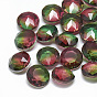 Pointed Back Glass Rhinestone Cabochons, Imitation Tourmaline, Flat Round