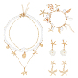 Комплекты ювелирных изделий, включая серьги-гвоздики в виде морских звезд, Кулон в виде морской звезды из сплава, раковины и бусин из искусственного жемчуга 3 многослойное ожерелье, Браслеты из ракушечных бусин для женщин