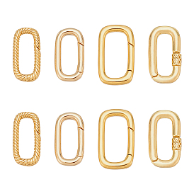 8шт 4 стили латунные пружинные затворные кольца, без кадмия, без никеля и без свинца, овальные