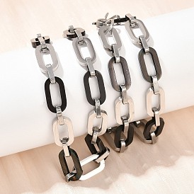 201 ожерелья из овальных звеньев из нержавеющей стали для женщин, с 304 нержавеющей стали застежки, цвет нержавеющей стали