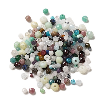 Natural Mixed Gemstone Beads, Faceted, Round, Mixed Dyed and Undyed